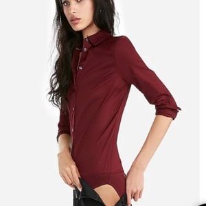 NWT Express Button down Bodysuit in Maroon / Burgundy / Deep Red (XS)